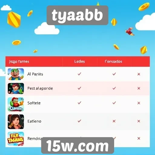 Comparação de jogos populares disponíveis no tyaabb
